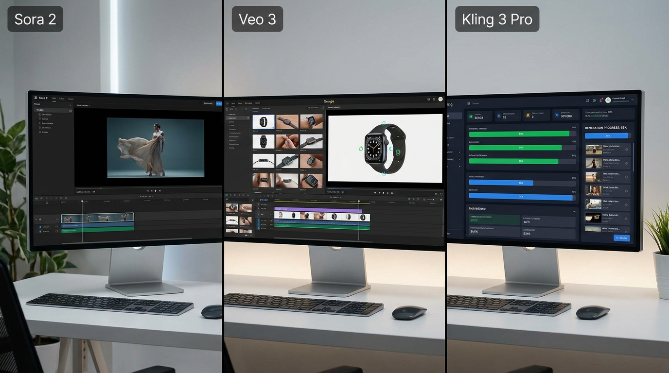 Sora 2 vs Veo 3 vs Kling 3 Pro : quel générateur vidéo IA pour tes pubs e-commerce en 2026