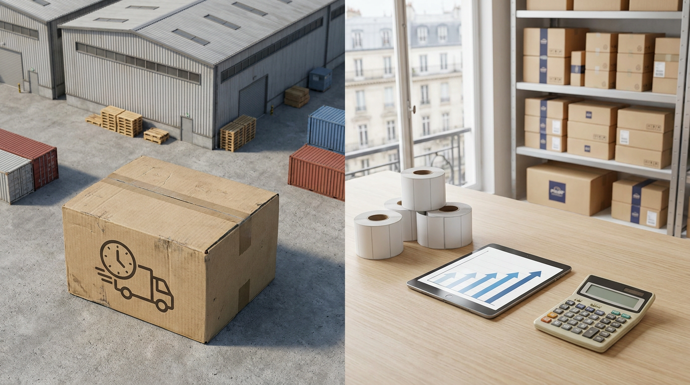 Comparaison stock local vs dropshipping : boîtes de livraison, entrepôt, inventaire et calculs de marge